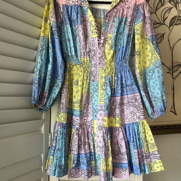 FORTE DEI MARMI COUTURE Bandana-print Mini Dress In Blue Size 38/US M - Picture 3 of 12